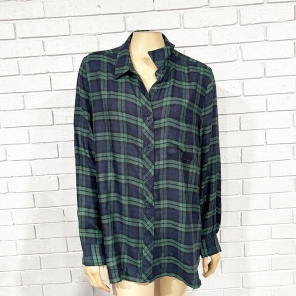 Melloday Green Black Plaid Button Up Shirt Preppy Rustic Fall XL